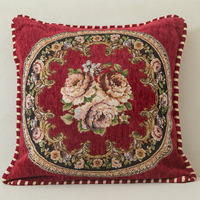 Housse de coussin décorative européenne ethnique tissée géométrique florale en jacquard pour canapé et chambre à coucher