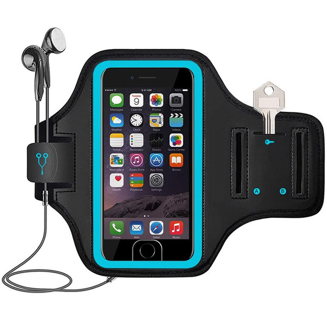 Leather Waterproof Outdoor Sports Phone Armband & Arm Sleeve with Polyurethane Lining for iPhone 6/7/8/Plus-Fitness Use