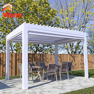 OEM/ODM Pergola elettrica <span class=keywords><strong>Gazebo</strong></span> giardino esterno pergolato in alluminio Pergola luci archi perbores personalizzazione WPC pavimento - Product Image 4