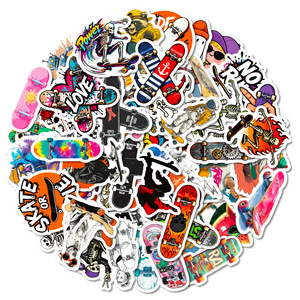 New 56 <b>Sheets</b> Cool Skateboard Stickers Creative Street Style Cool Skateboard Decoration Material Waterproof Graffiti Stickers - Product Image 5