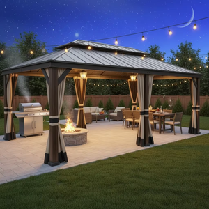 ศาลาโลหะกลางแจ้งขนาด 12x20 ฟุต สำหรับงานหนัก โครงสร้างอลูมิเนียม หลังคาเหล็กแบบระบายอากาศ พร้อมมุ้งกันยุง สำหรับสวนและงานปาร์ตี้ ขายส่ง - Product Image 2