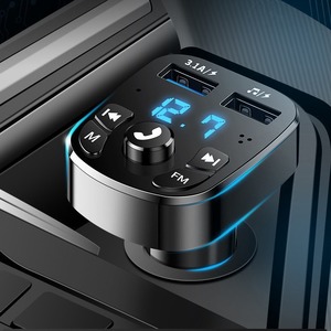 Chargeur double USB rapide pour <span class=keywords><strong>voiture</strong></span>, transmetteur <span class=keywords><strong>FM</strong></span>, récepteur d'appels mains libres avec audio stéréo MP3 portable et carte TF, garantie 1 an - Product Image 2
