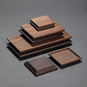 Tapis isolant thermique carré en bois massif pour cérémonie du thé, support pour théière, plateau à thé minimaliste pour service à sec, sous-verre pour tasse à thé - Product Image 1