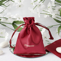 Sac cadeau en Satin avec Logo imprimé personnalisé, petite pochette en soie avec cordon de serrage