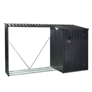 Abri de jardin en acier galvanisé pour le stockage du bois de chauffage, étagère à bûches en métal, facile à assembler, imperméable, pour la cour - Product Image 1