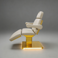 Lit de soin électrique 3/4 moteurs en acier inoxydable avec base dorée et éclairage pour SPA, salon de beauté, lit de massage