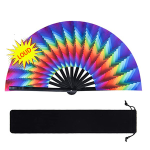 Abanico Grande de Bambú Hecho a Mano Profesional de 33 cm, Estilo Musical, Técnica Pintada, Decoración Artesanal para Halloween - Product Image 1