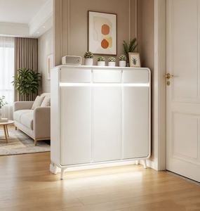 Modern Plastic <b>Shoe</b> Rack With 3 Doors <b>Space</b> <b>Saving</b> Freestanding Living Room Furniture Minimalist Design White Color - Product Image 5