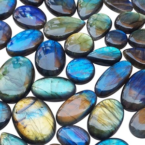 RUHAN GEMS Pierre précieuse naturelle de haute qualité, cabochon ovale en labradorite, éclat bleu, poli, jeu de couleurs, plusieurs tailles 15-20 - Product Image 3