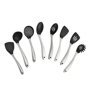 食品级耐热硅胶烹饪8 pcs餐具套装不锈钢厨房工具配件勺子勺子特纳