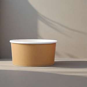 Bol en papier kraft blanc rond jetable personnalisé avec logo imprimé, 1300 ml/1480 ml, qualité alimentaire, avec couvercle - Product Image 1