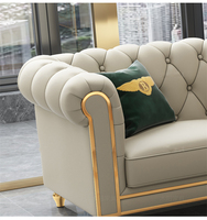 Mikro faser Stoff modernes Design Chesterfield Italienische Sofa Couch getuftete Knöpfe Leder modulare Schnitts ofa Sofa Set weiß