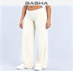 Custom Logo Women's Sexy <strong>Low</strong> <strong>Waist</strong> Fold-Over Waistband Fitness Workout <strong>Leggings</strong> Wide Leg Slimming Flare Yoga Pants Gym <strong>Leggings</strong> - Product Image 4