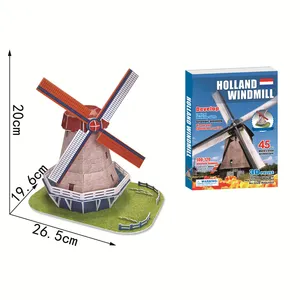 Dropshipping 3D Puzzle World Famous Architectural Model Dutch Windmill Children's Handmade Diy Assembled And Inserted Toys