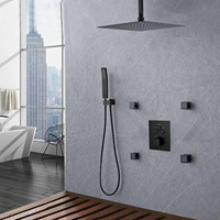 Robinet mitigeur thermostatique de bain-douche en laiton chromé poli avec cartouche céramique, mural 10 pouces avec vanne 3 voies pour distributeurs
