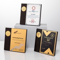 Médailles de récompense créatives en bois en forme d'étoile à cinq branches, plaques commémoratives gravées pour concessionnaires, en bois massif avec feuille d'or pour l'autorisation