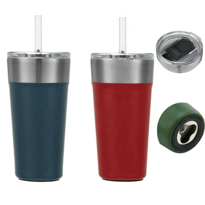 Di alta qualità in acciaio inox 20oz <span class=keywords><strong>orso</strong></span> bicchiere <span class=keywords><strong>tazza</strong></span> con paglia coperchio scorrevole con apribottiglie sul fondo rivestito in polvere Colemans - Product Image 1