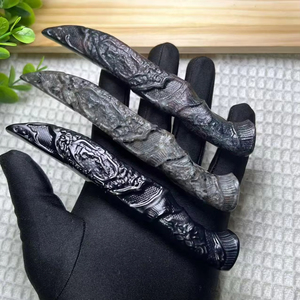 Couteau en Yooperlite et Obsidienne Noire de Qualité Naturelle, Modèle Artisanat Sculpté à la Main, Cristal pour Décoration de Bureau, Maison ou Cadeau - Product Image 1