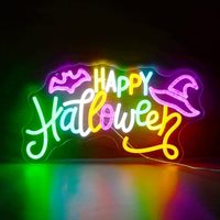Neonawall Enseigne néon LED personnalisée Joyeux Halloween, lumière colorée et brillante, décoration murale ou de fenêtre pour la maison, fête, festival d'Halloween