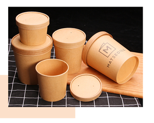 Contenedores <span class=keywords><strong>para</strong></span> Freezer, tazas duraderas de alta resistencia, papel Kraft, tazón de <span class=keywords><strong>sopa</strong></span> con tapa - Product Image 6