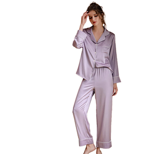 Pantaloni a maniche lunghe semplici e comodi pigiama da donna estivo a due pezzi può essere indossato fuori dall'abbigliamento domestico - Product Image 1