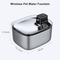 Première fontaine à eau sans fil pour chat au monde avec écran LCD, distributeur d'eau automatique en acier inoxydable, fontaine à eau pour chat à détection automatique