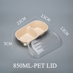 850ml 이중 셀 식품 등급 일회용 생분해 재활용 소재 종이 상자 샐러드 그릇 크라프트 종이 트레이 친환경 스시 용기 - Product Image 3