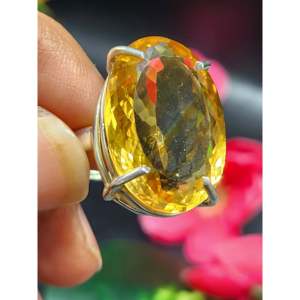 Citrine Faceted Stone Double Barrel <b>Ring</b> in 925 Silver <b>Mothers</b> <b>day</b> gift Crystal Jewelry Gemstone Finger <b>ring</b> - Product Image 1