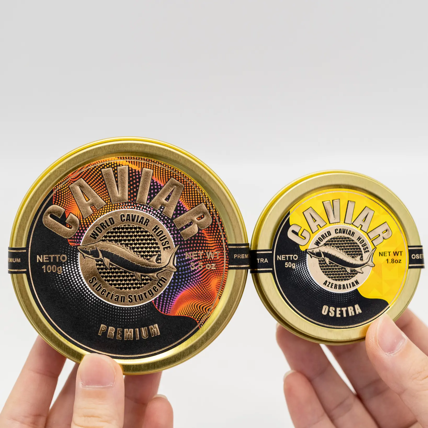 Individuelles klebeetikett Logodruck Goldfolie wasserdichte Dichtung heißpräge Kaviar-Perse-Glas Blechdose Verpackungsetikettenaufkleber