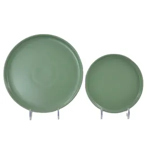 Set di piatti da portata verde opaco nordico Set di piatti da ristorante in ceramica piatti da tavola per bambini piatti da pranzo in gres smaltato a buon mercato giapponese