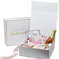 White Cardboard Magnetic Closure Gift Box for Bridesmaid