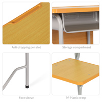 Bureau et chaise en bois pour enfants, table d'étude avec cadre métallique, mobilier de classe pour étudiants - Vente en gros usine