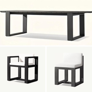 Ensemble de salle à manger d'extérieur 6 places, table et chaises en aluminium, mobilier de jardin moderne avec coussins imperméables 1. Renforcé - Product Image 2
