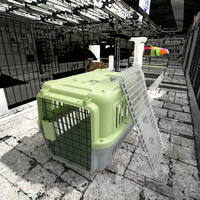 Cage de transport pour animaux de compagnie en plastique approuvée par les compagnies aériennes pour chats et petits chiens, design robuste, fermeture à bouton, conforme aux normes TSA, ventilation