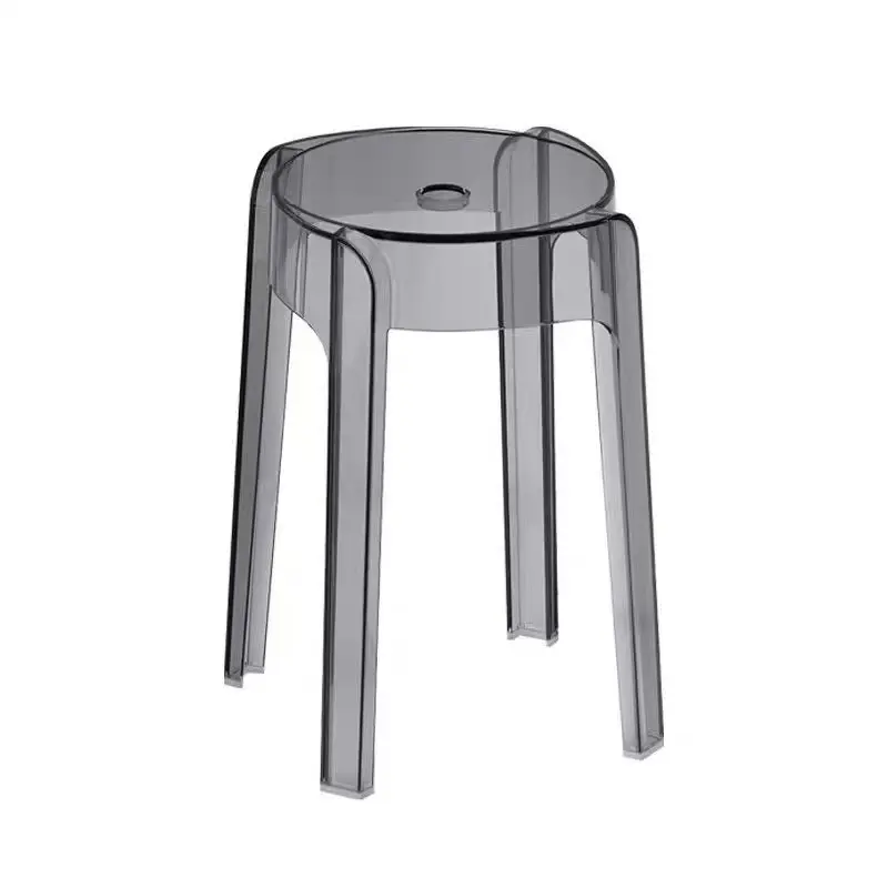 Tabouret moderne en acrylique transparent à haute colle, chaise de salle à manger ronde de ménage avec moulin à vent pliable épaissi avec Cha de rechange