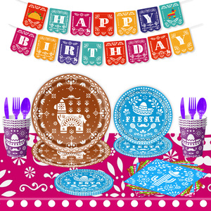 Platos y Servilletas para Fiesta <span class=keywords><strong>Mexicana</strong></span>, Artículos para Fiesta del Cinco de Mayo, Juego de Vajilla para Mesa, Decoración Colorida para Carnaval Mexicano, Cumpleaños - Product Image 1
