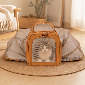 Sac à dos de transport pour chat pliable à double expansion, respirant, en tissu Oxford et maille, sac de <span class=keywords><strong>voyage</strong></span> pour animaux de compagnie, à porter à la main ou à l'épaule, pour chats de 3 à 5 kg - Product Image 2