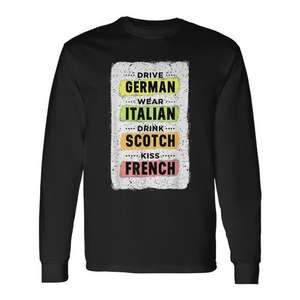 T-shirt à manches longues Drive German Wear Italian Drink Scotch Kiss French - Product Image 1