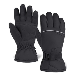 Gants de ski en cuir imperméables et isolés, design à doigts complets, protection UV, fermeture réglable à boucle auto-agrippante pour sports d'hiver et neige - Product Image 4