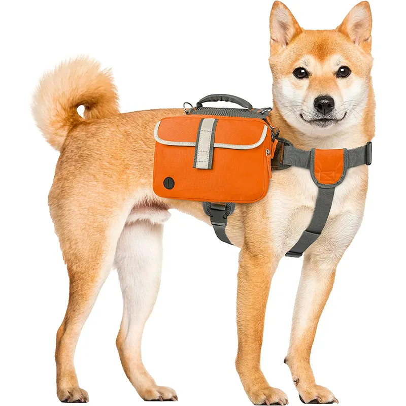 Dog Backpack Dog Saddle Bag Harness With Reflective Safety Side Pockets For Hiking Camping Travel