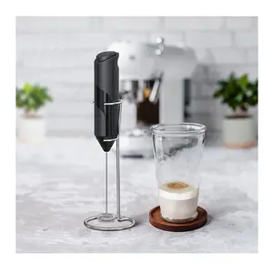 Electric Milk Frother Custom Portable Hand Mixer Foam Lattes Coffee Handheld Usb Rechargeable Automatic Milk Frother With Stand