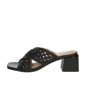 Nero Clarcona tacco alto pantofole Open Toe quadrato sottile tacco a punta in pizzo materiale superiore PU 8cm moda tendenza Slip-On - Product Image 1