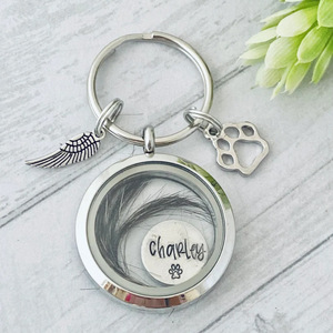 Porte-clés personnalisé en acier inoxydable pour cendres de poils d'animaux (chat, chien) – Breloque souvenir en métal - Product Image 3