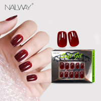 NAILWAY Hot Populaire Wijnrode Kleur Korte Vierkante Kunstnagels Groothandel Aanbrengnagels Mooie Op Maat Gemaakte Press-on Nagels
