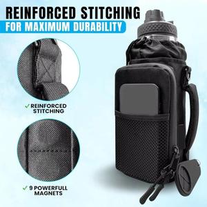 Black <b>Water</b> <b>Bottle</b> Carrier Crossbody <b>Small</b> Bag Mesh Pocket Essentials Sports Accessories Gym Bag Magnetic Closure Black - Product Image 2