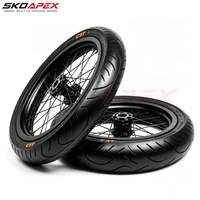 Ensemble de pneus CST S1 Supermoto 17 pouces pour Surron Light Bee LBX, moyeu CNC argenté, pièces de conversion pour moto électrique tout-terrain et course sur route