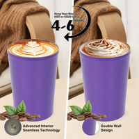 Tumbler Kopi Dinding Ganda Stainless Steel Custom untuk Kantor, Terisolasi, Dilengkapi Gagang dan Tutup Anti Tumpah