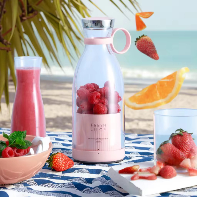 Portable 350ml Stainless Mixing Bowl Juicer USB Wireless Fresh Juice Blender with Battery Power for Home & Car Use