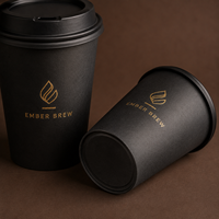 Gobelet à café en papier biodégradable à double paroi imprimé sur mesure avec manchon pour boissons chaudes à emporter pour café