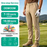 Lässige Herren-Golfhose Khaki mit Seitenstreifen im Jogger-Stil, elastischen Bündchen, Stretch, schnelltrocknend